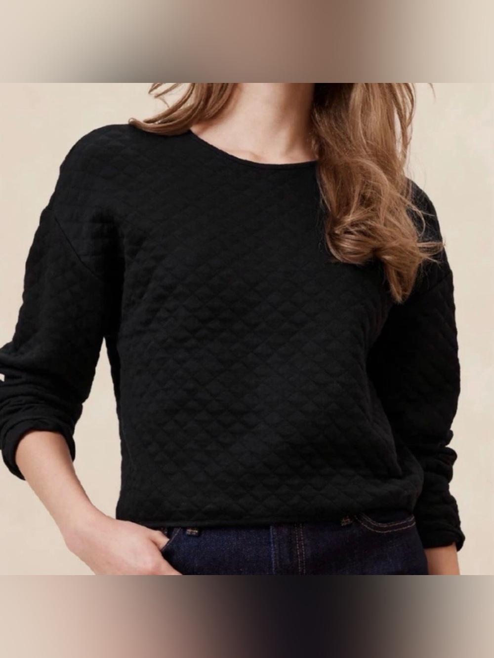 Banana Republic Black Quilted Sweatshirt